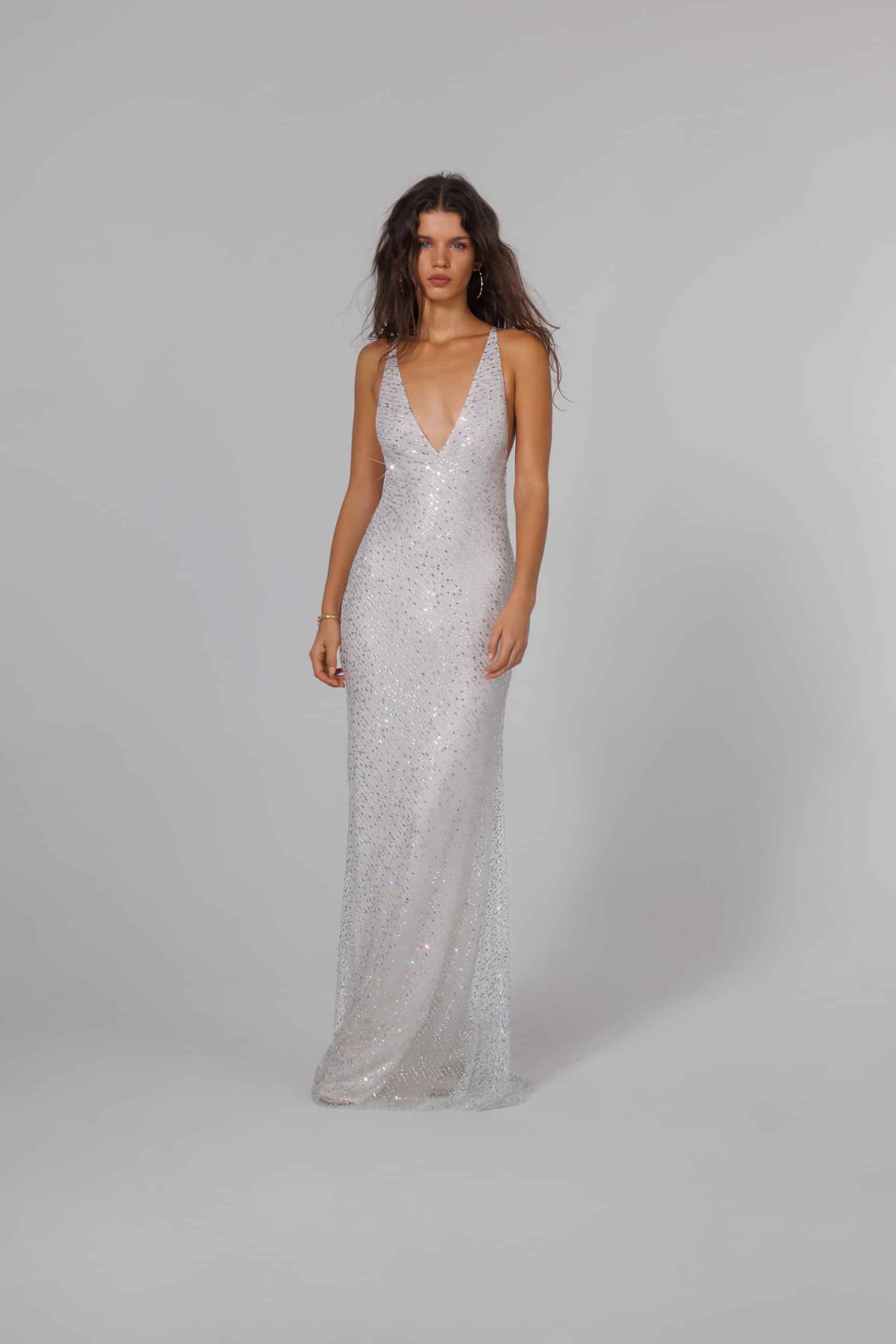 Bias Cut Silver Dress,
