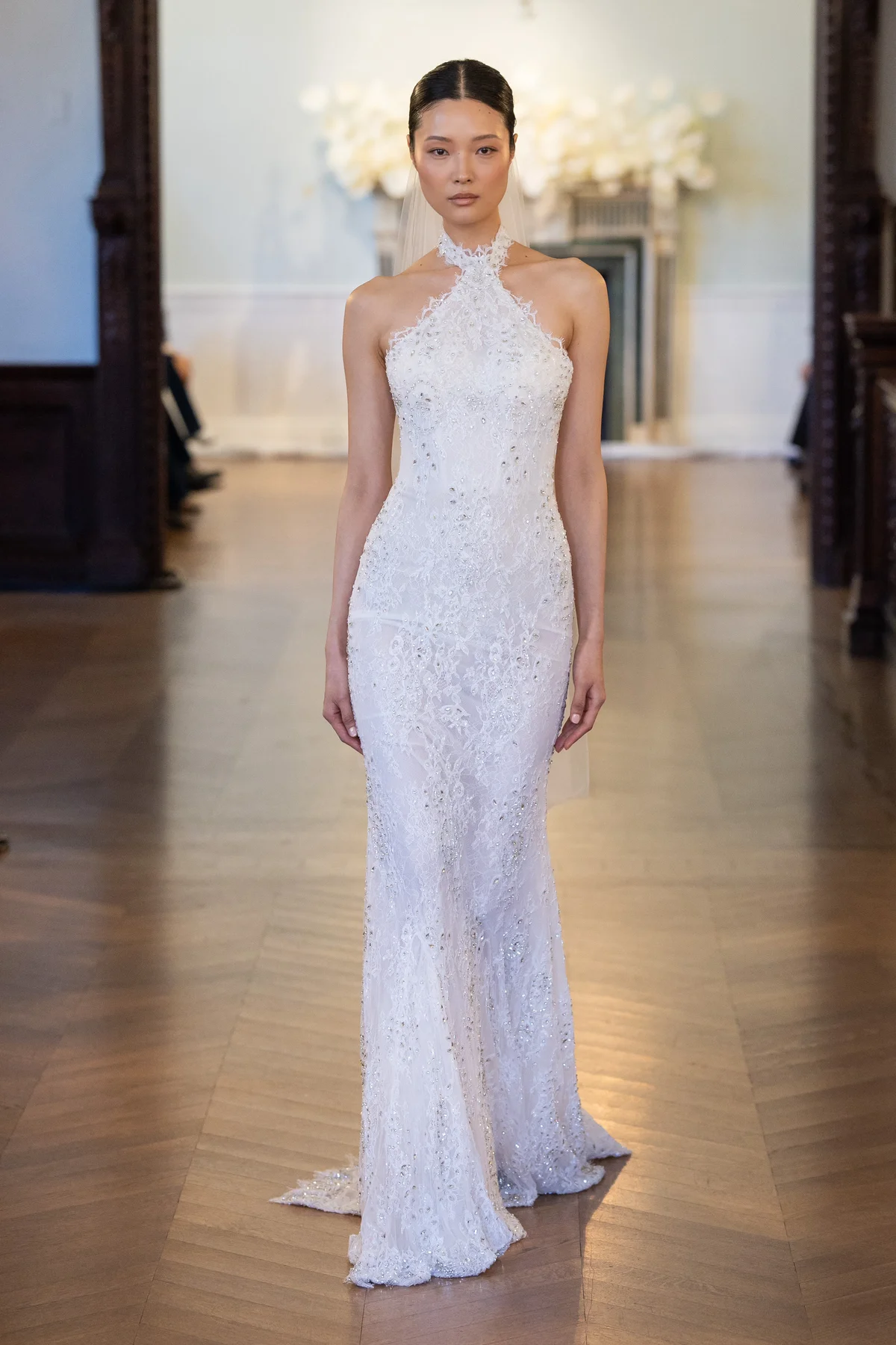 Made-to-order gown by Lee Petra Grebenau — gown with halterneck